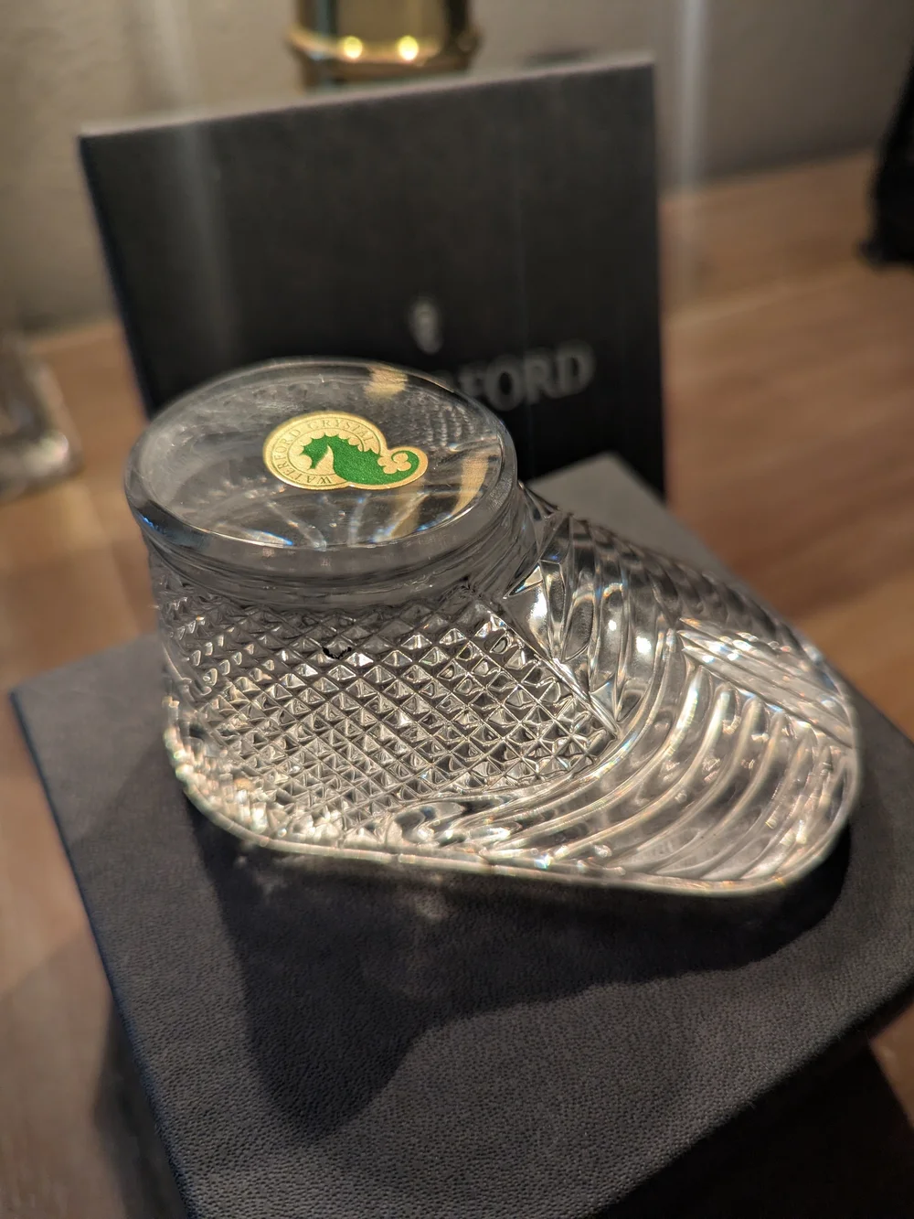 Waterford Crystal Baby Boot Shoe Figurine Paperweight With Original Box- Clear